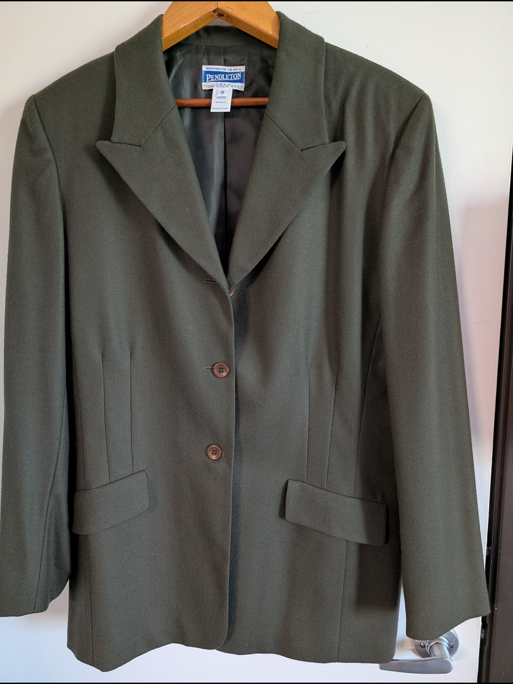 Pendleton Olive Green Tailored Wool Blazer
